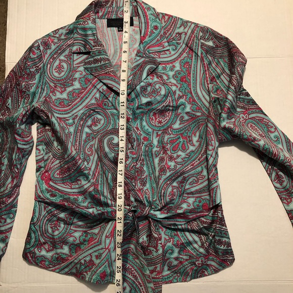 Womens jones New York signature tie front  button down shirt size medium - Picture 8 of 11